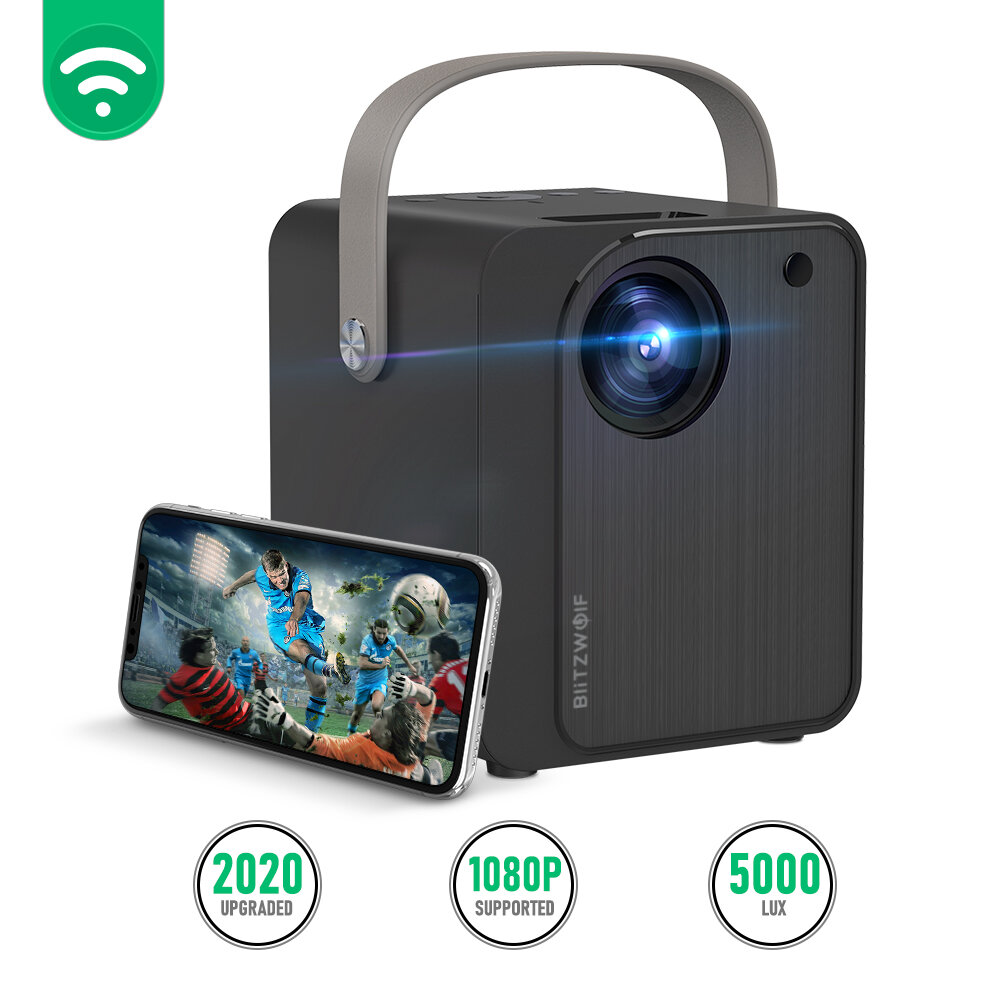BlitzWolf BW-VP7 5000 Lux Mini LED Wifi Projector Wireless Screen Mirroring 1080P