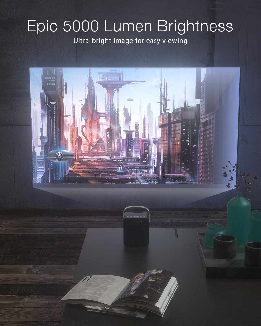 BlitzWolf BW-VP7 5000 Lux Mini LED Wifi Projector Wireless Screen Mirroring 1080P
