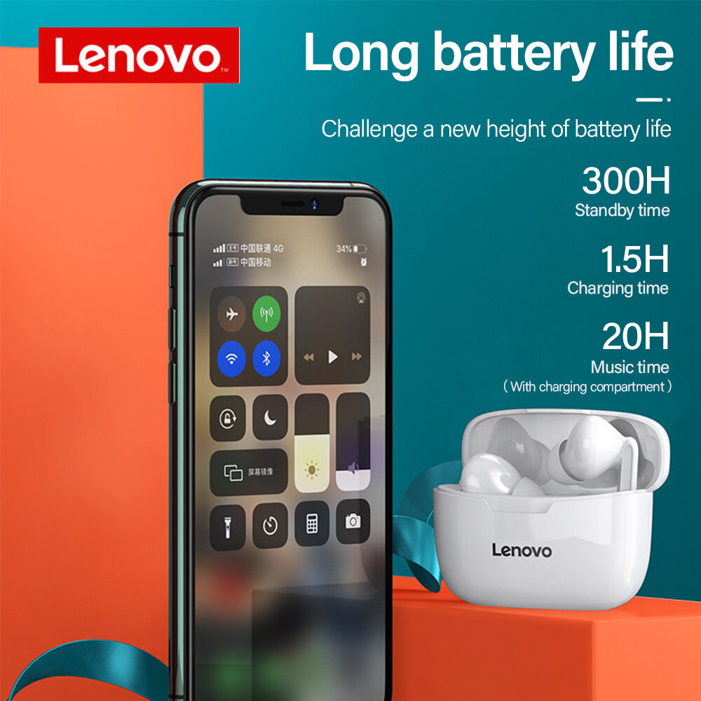 Lenovo XT90 TWS bluetooth 5.0 Earphone Low Latency HiFi Bass Waterproof Sport Gaming Headphones with Noise Cancelling Mic Type-C Charging COD